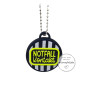 Preview: NFC Notfallkontakt Anhänger in Schwarz mit neongrünem Schriftzug „Notfall Kontakt“ und Metallkette – personalisierbarer Anhänger für Kinder und Erwachsene.
