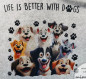 Preview: Filztasche mit Hunden und dem Spruch Life is better with dogs bedruckt
