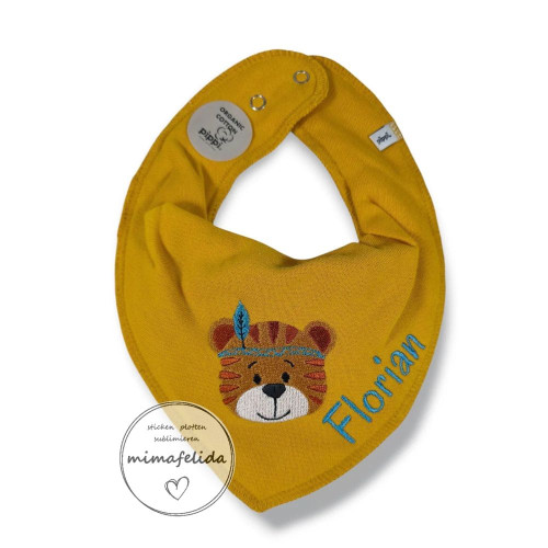 Halstuch mit einem Tiger im Boho Style mit Name personalisiert