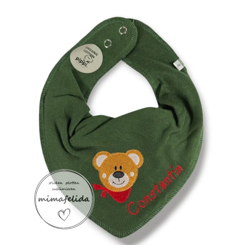 Halstuch mit einem Bären mit Halstuch bestickt