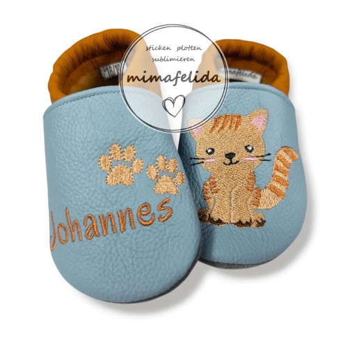Lederpatschen mit einer Katze und Name mit Pfoten personalisiert