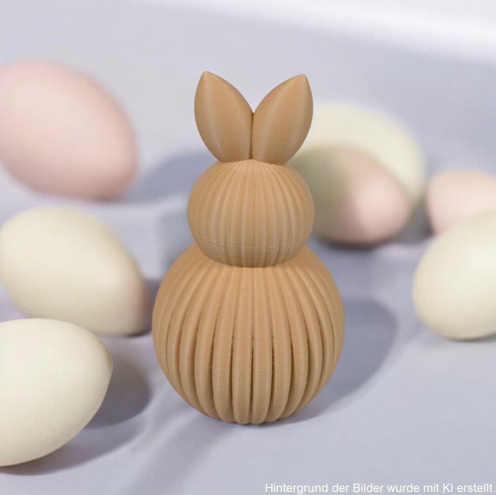 3D-gedruckter Deko-Hase im geriffelten Design