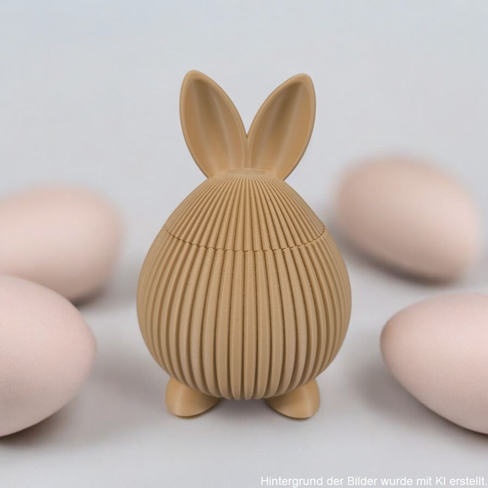 3D-Druck Hasendose im modernen Design – dekorative Aufbewahrungsdose mit Deckel und Hasenohren, ideal als Osterdeko