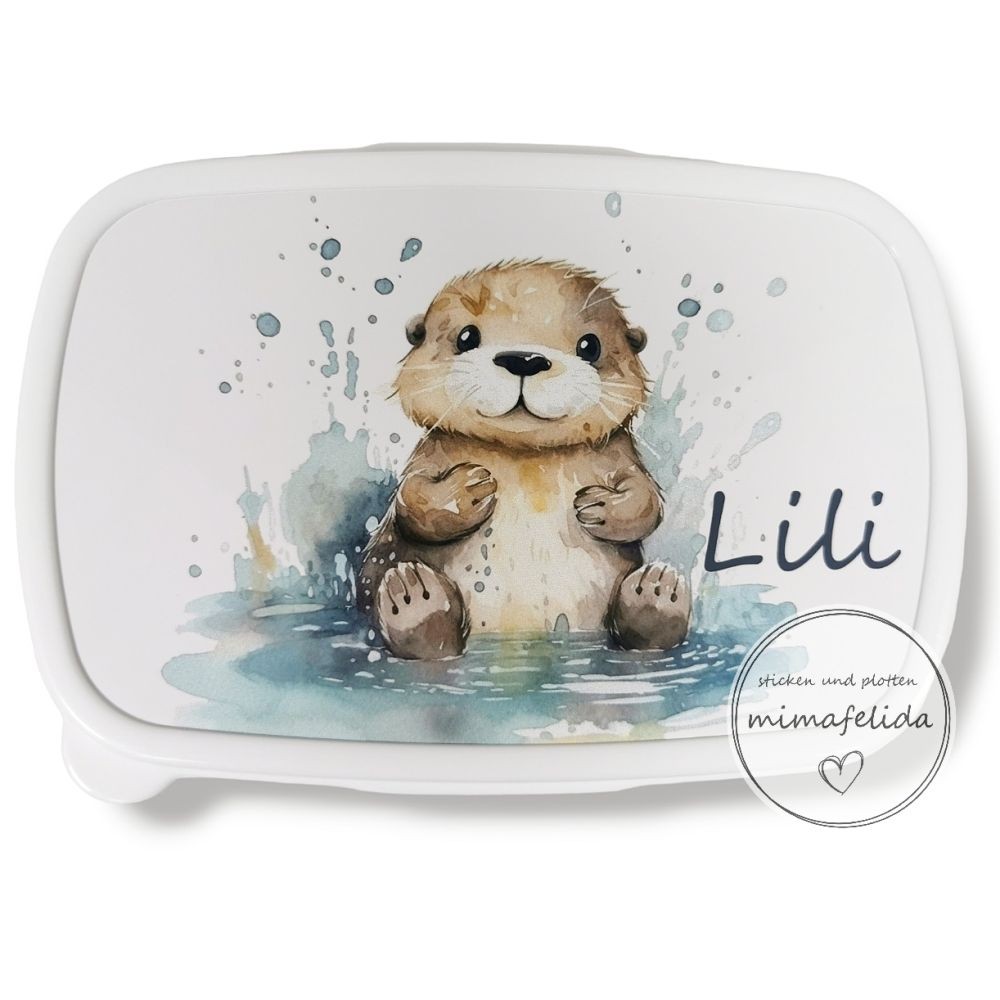 Jausenbox mit einem Otter und Name personalisiert