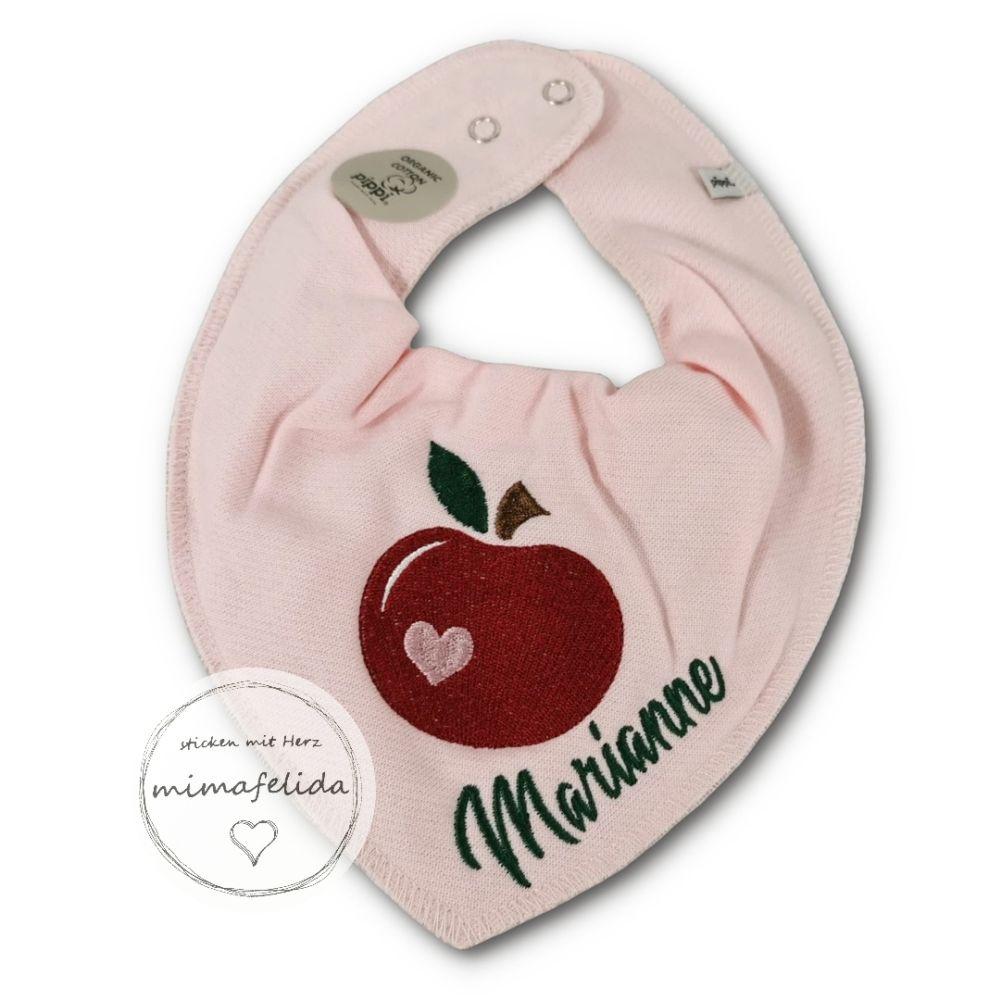 Halstuch mit einem Apfel und Name personalisiert