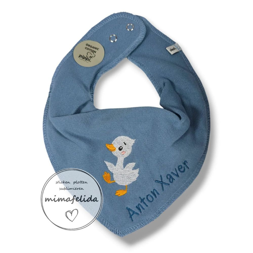 Halstuch mit einer Gans und Name personalisiert