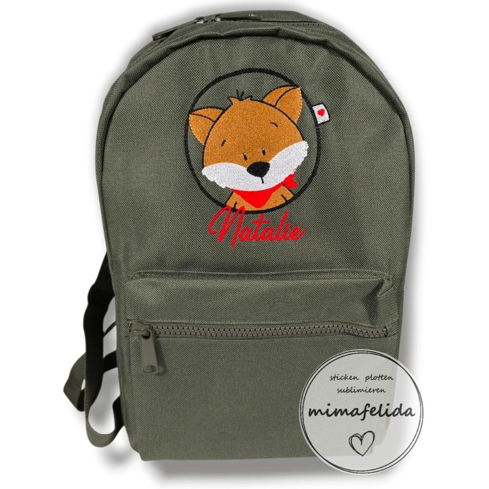 Kinderrucksack mit einem Fuchs und Name personalisiert