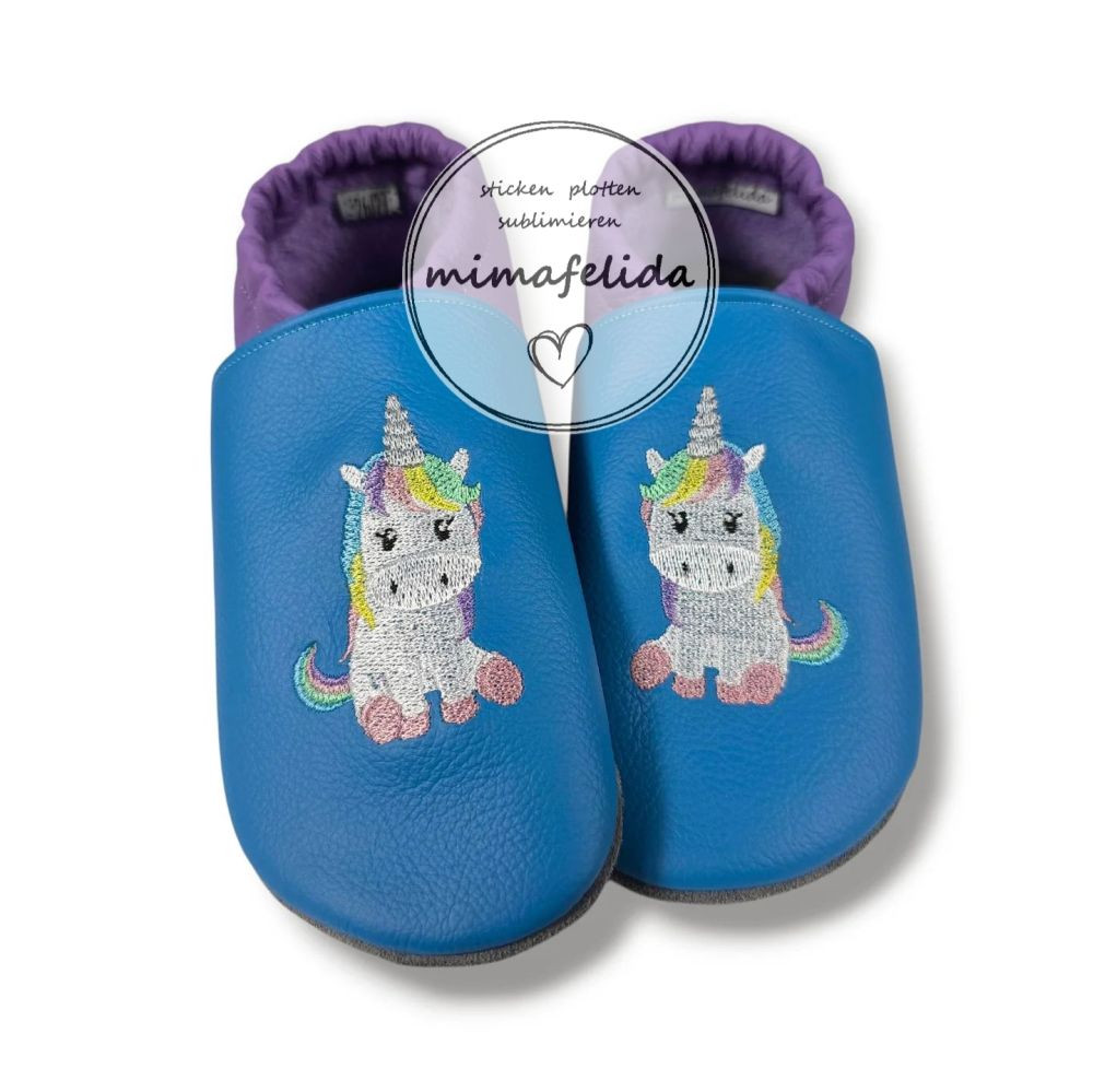 Lederpatschen mit einem Einhorn und Name personalisiert