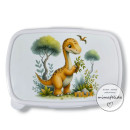 Jausenbox mit einem Dinosaurier und Name personalisiert