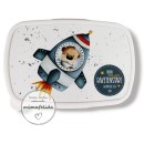 Jausenbox mit einem Otter in einer Rakete bedruckt, personalisierbar