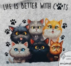 Filztasche mit Katzen und dem Spruch Life is better with cats bedruckt