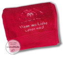 Geburtshandtuch mit Händen als Herz und Füßen mit Text Wenn aus Liebe leben wird