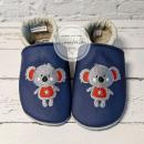 Lederpatschen mit einem Koala und Name auf der Ferse personalisiert