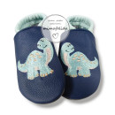 Lederpatschen mit Dino Langhals und Name auf der Ferse bestickt