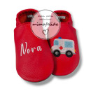 Lederpatschen mit einem Rettungswagen und Name personalisiert