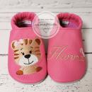 Lederpatschen mit einem Tigermädchen mit Name personalisiert